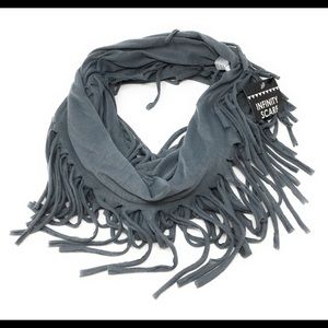 Infinity Scarf With Fringe Gray Scarf